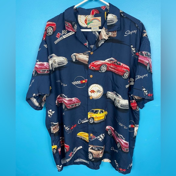 Vintage Other - Paradise‎ Found Corvette Hawaii Button Up Cars Hawaiian Vacation XL Vintage
